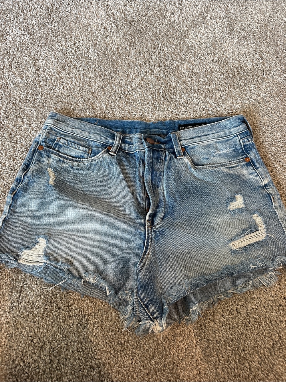 Women’s Distressed Denim Shorts - Light Blue